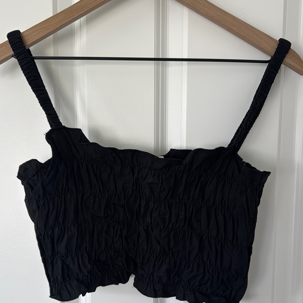 Rita Row Black Ruched Crop Top